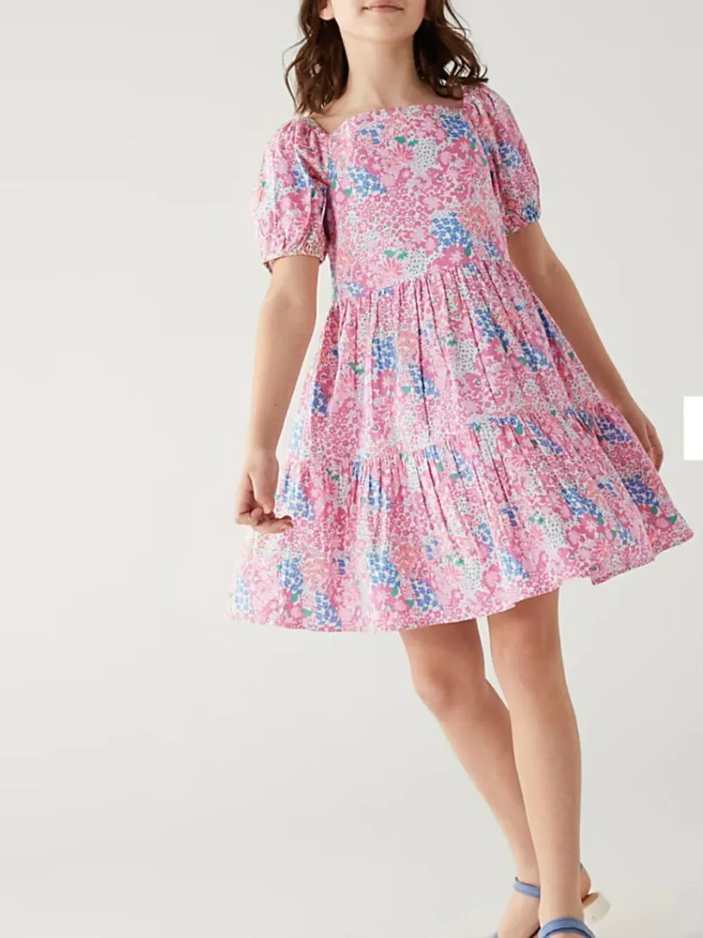 Marks & Spencer Pure Cotton Floral Tiered Dress – Girls Size 14-15 - NWT